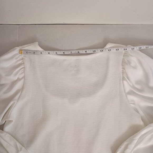 Anthropologie Maeve White Puff Sleeve Top L - Large - Picture 10 of 15